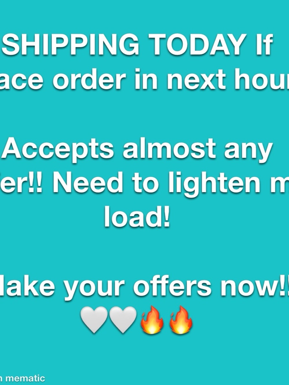 Make a ln offer ship today if placed within next hour !!